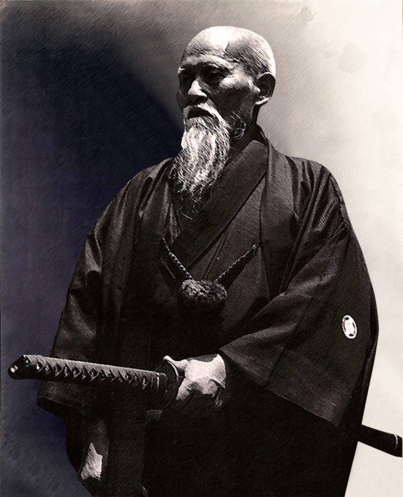 Portrait de Morihei Ueshiba, fondateur de l'aïkido