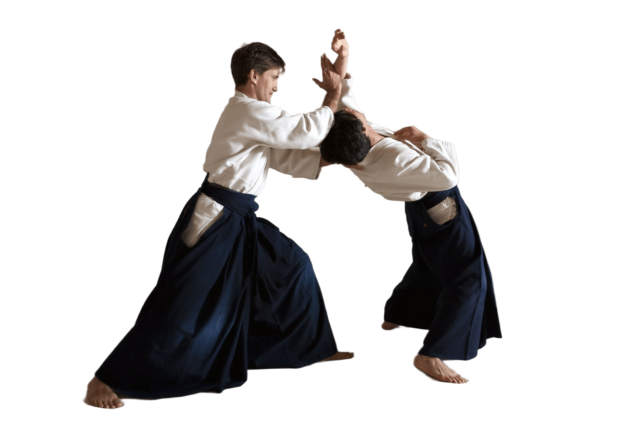 Deux pratiquants d'aïkido en action