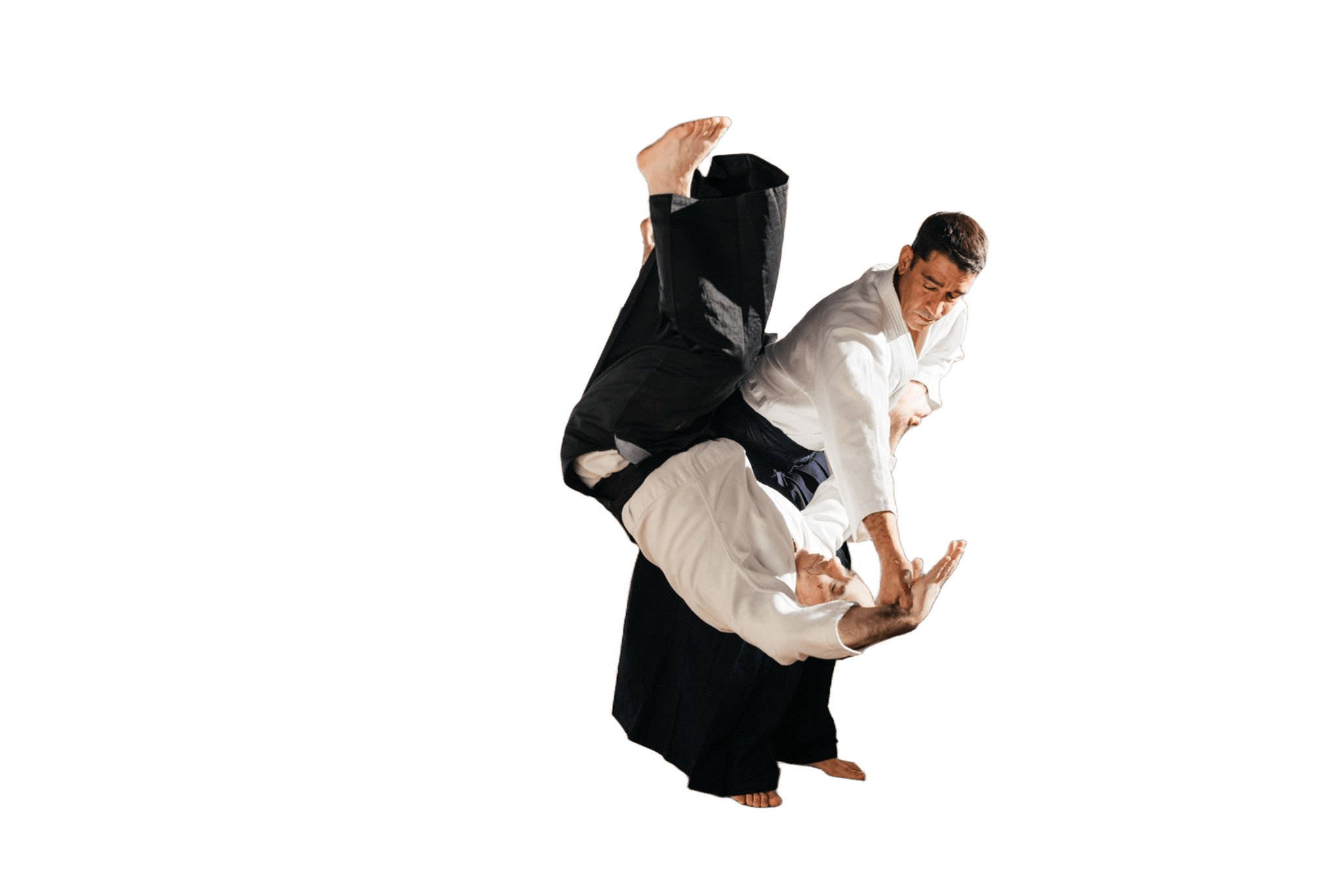 Pratiquant d'aïkido en mouvement